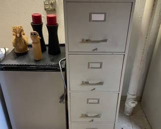 4-drawer file cabinet and small fridgerater