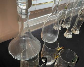 MCM decanters and handled glasses