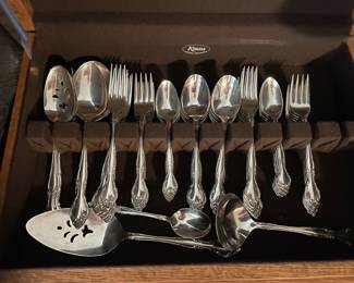 Silver-plated flatware set with box - like new condition