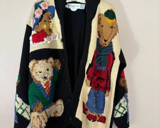1990s The Eagle's Eye Teddy Bear Button Up Cardigan – Size Medium