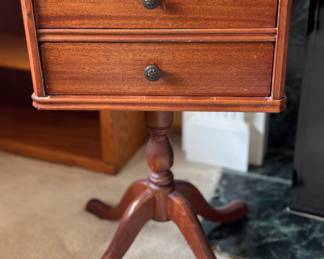 Duncan Phyfe Style Two Drawer Sewing Cabinet