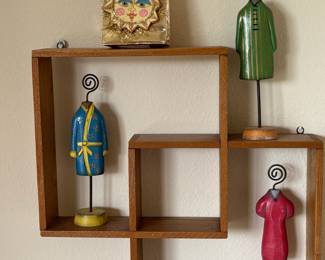 Wooden Mid Century Geometric Squares Wall Shelf, Set of 3 Pier 1 Imports Clothing Themed Photo Holders