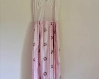 Sheer White Top Dress with Pink Floral Skirt