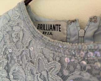 Brilliante by J.A Ice Blue Beaded Top Formal Dress