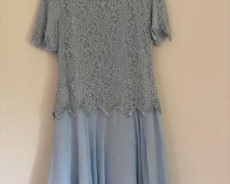 Brilliante by J.A Ice Blue Beaded Top Formal Dress