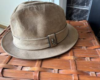 Hush Puppies Tan Suede Leather Fedora Hat