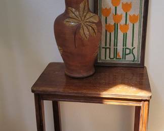Clay Pottery Vase with Leaf Motif