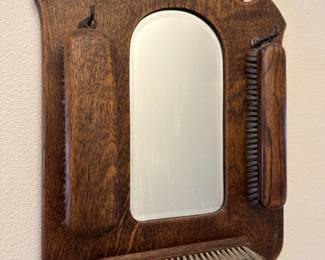 Oak Wall Mirror Brush Set