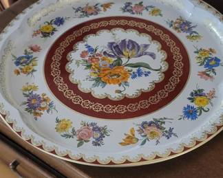 Daher Floral Round Metal Tray