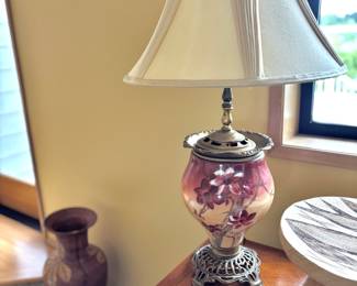 Victorian Style Floral Painted Table Lamp