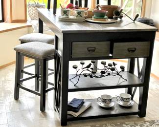 5-Piece Double Drawer Gray/Black Counter Height Dining Set
