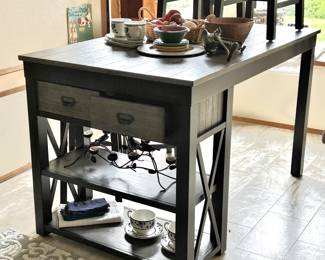 5-Piece Double Drawer Gray/Black Counter Height Dining Set