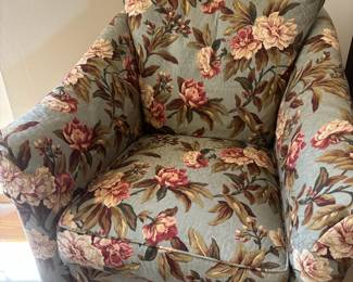 Pair of Ethan Allen Floral Upholstered Arm Chairs