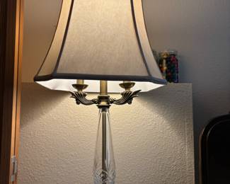 Double Arm Candelabra Style Cut Glass Table Lamp