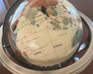 Semi Precious Stone Inlaid Tabletop World Globe 