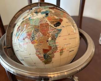 Semi Precious Stone Inlaid Tabletop World Globe 