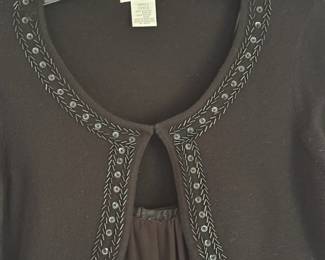 Worthington Black Beaded/Sequined Cardigan Sweater – Size Small