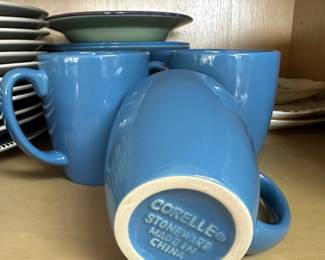 Corelle Coordinates Blue Stoneware Coffee Mugs