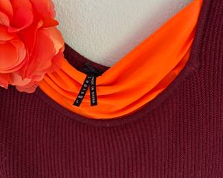 Lapis Burgundy Pleated Long Sleeve Mini Dress – Size Large