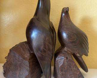 Pair of Carved Ironwood Bird Sculptures