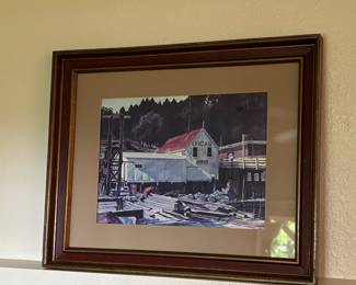 Framed & Matted Watercolor Lithograph "Orcas Landing" by Joan Reeves