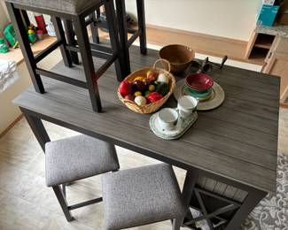 5-Piece Double Drawer Gray/Black Counter Height Dining Set