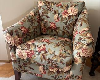 Pair of Ethan Allen Floral Upholstered Arm Chairs