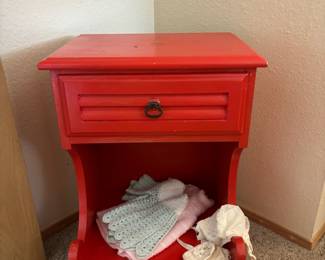Red Painted One Drawer Side Table 