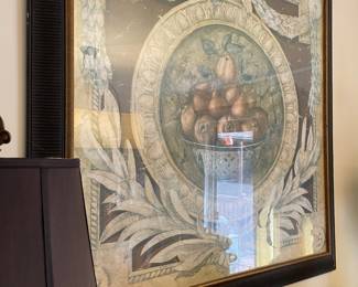 Framed Neoclassical Still Life of Fruit with Garlands Print