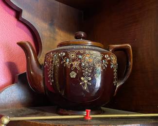 Japanese Moriage Style Redware Hand Painted Teapot