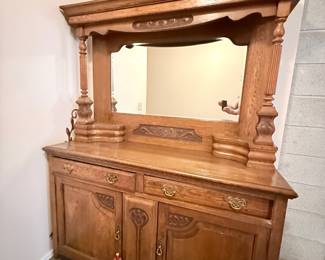 Oak Victorian Buffet with Mirror