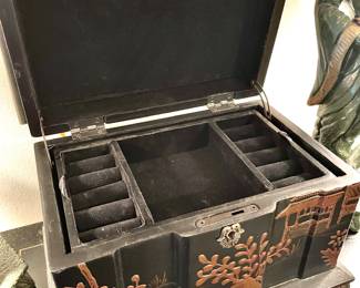 Chinese Black Pagoda Top Jewelry Box