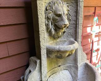 Outdoor Water Fountain with Lion Motif
