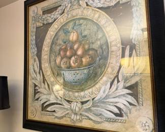 Framed Neoclassical Still Life of Fruit with Garlands Print