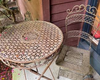 French Style Wrought Iron Chair & Bistro Table