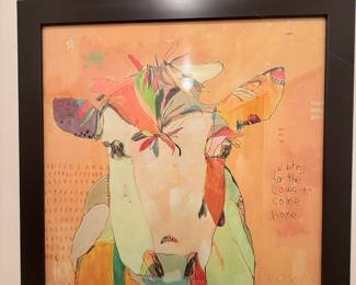 Framed Print "Mom Cow" by Jennifer Mercede