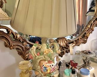 Galdi Italy Urn Base Capodimonte Floral Table Lamp