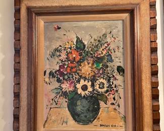 Framed Impressionist Floral Bouquet Still Life Painting by Jencsek A.