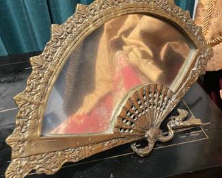 Brass Ornate Fan Shaped Vanity Mirror
