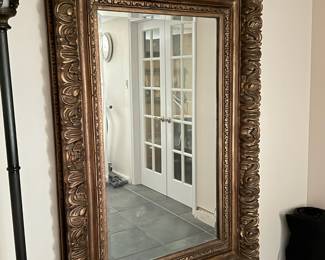 Ornate Gold Tone Rectangular Wall Mirror