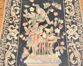 French Aubusson-Inspired Tapestry Rug with Floral & Bird Motif – 2.5' x 4'