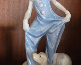 Porcelain "Clown with Dog" Figurine