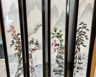 4 Panel Japanese Ceramic Tiles Of Seasons