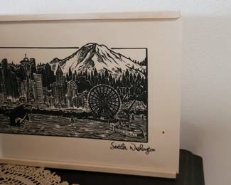 Seattle, Washington Skyline Black/White Print