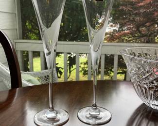 Pair of Hoya Crystal "Lily of the Valley" Champagne Flutes