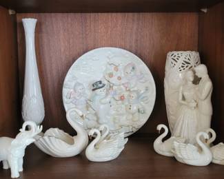 Lenox Florentine Bud Vase, Lenox Elephant Figurine, White Ceramic Swan Candy Dish, Lenox Swan Figurines, Lenox Snowman Christmas Collector Plate , Lenox Butterflies & Lace Floral Vase, Lenox Wedding Promises Bride & Groom Figurine