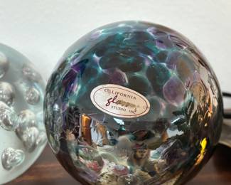 California Glass Iridescent Blown Glass Oil Lamp