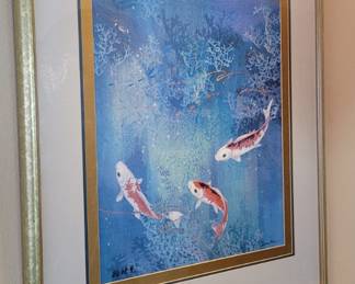 Framed & Matted Watercolor Print of Koi Fish by Darson Frank
