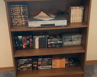 Bookshelf, DVD VHS Player Assorted Movies Series