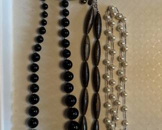 Emily Ray, Onyx & 14k Beads, Sterling Choker and Pearl & Sterling Necklace